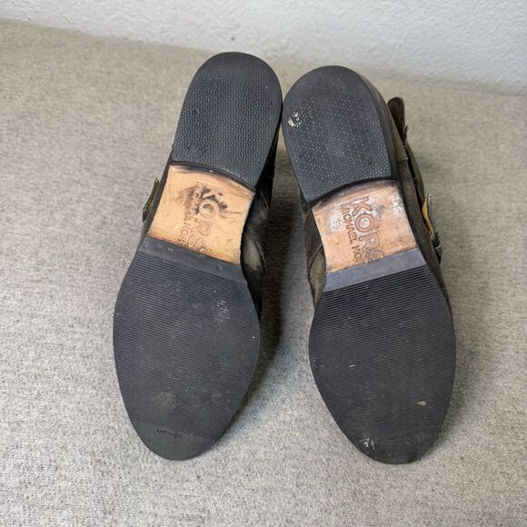 Kors Michael Kors Boots 9 Women Brown Leather Moto Buckle Distressed Y2K Boho - Picture 9 of 9